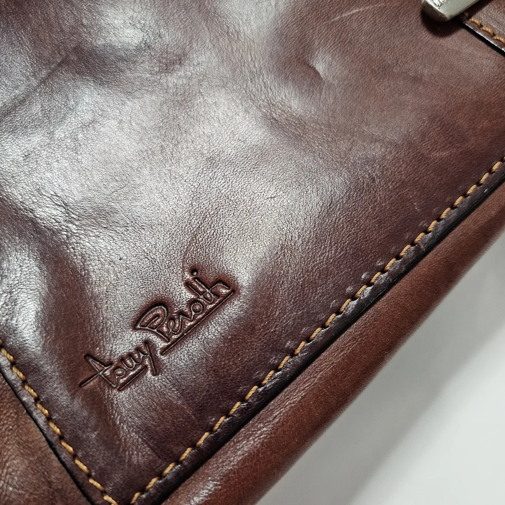 Tony Perotti Italian Leather Briefcase Cognac Brown | Full-Grain Patina
